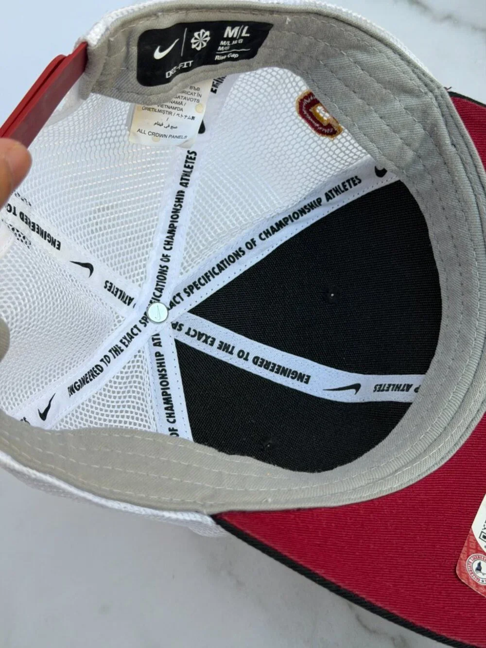 Nike USC Trojans Dri-FIT Rise Trucker Snapback Hat Black White M/L